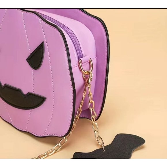 Halloween Pumpkin Crossbody Bag - Purple and Black - Picture 2 of 4